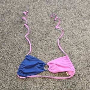 NWOT L Space Women Blue and Pink Bikini Top Swim Sz XS